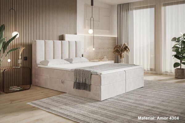 Tapicerowane łóżko kontynentalne z topperem Box 1