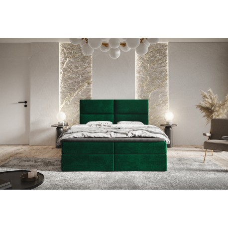 Tapicerowane łóżko kontynentalne z topperem Box 3