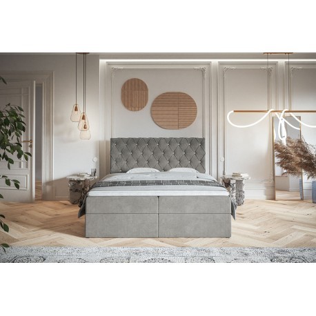 Tapicerowane łóżko kontynentalne z topperem Box 4